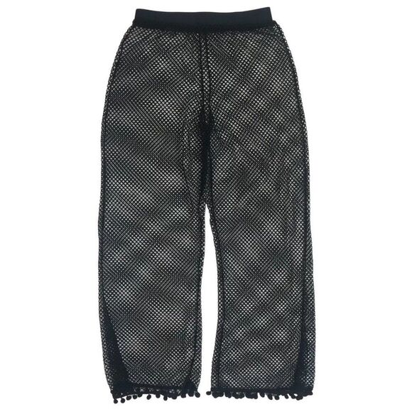 Vintage Black Mesh Crochet Fishnet Wide Leg Beachy Goth Cover Up Pants / Small - Picture 5 of 5